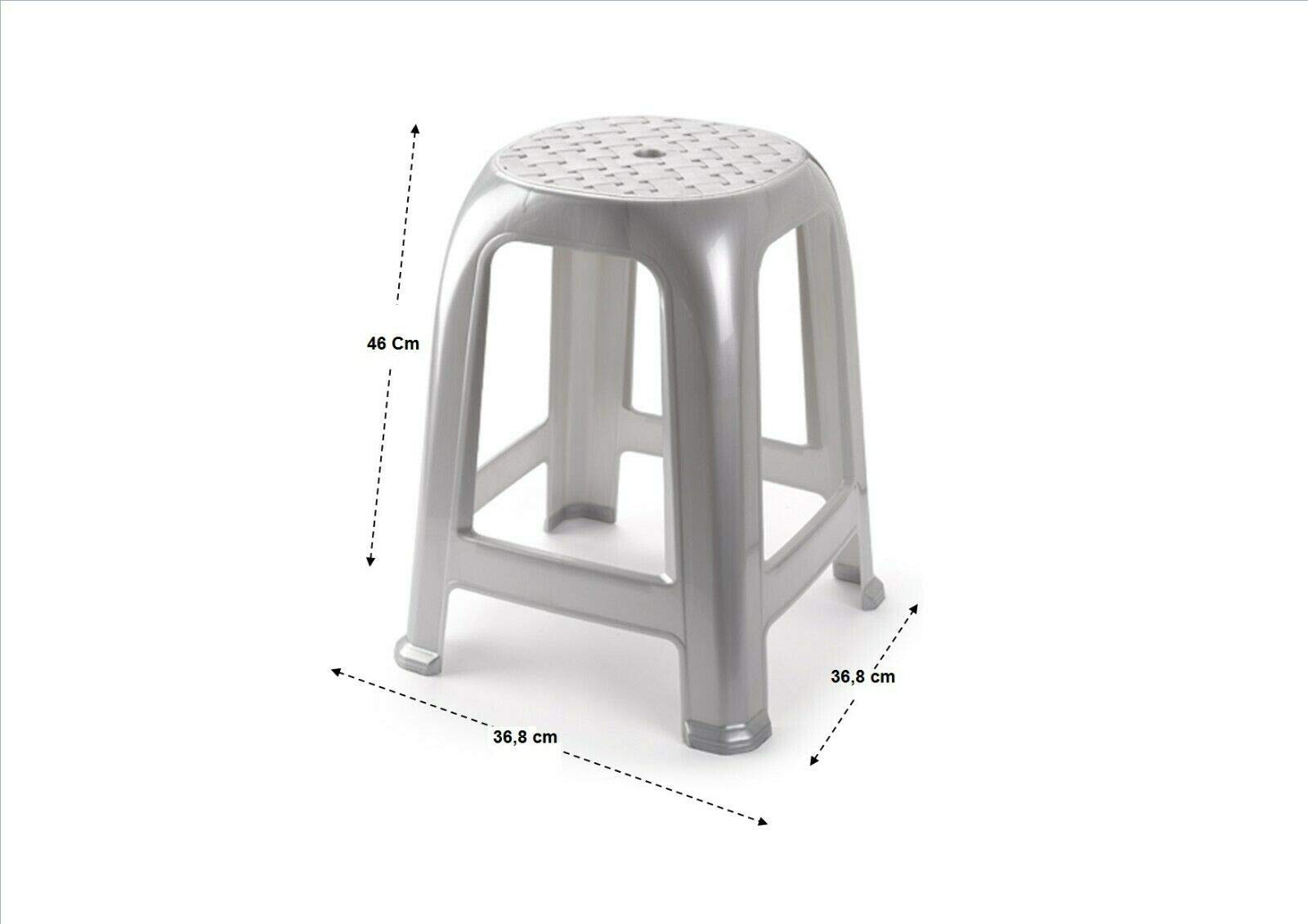 4X Taburete Silla de plástico Asiento apilable Banco jardín Camping Playa Gris