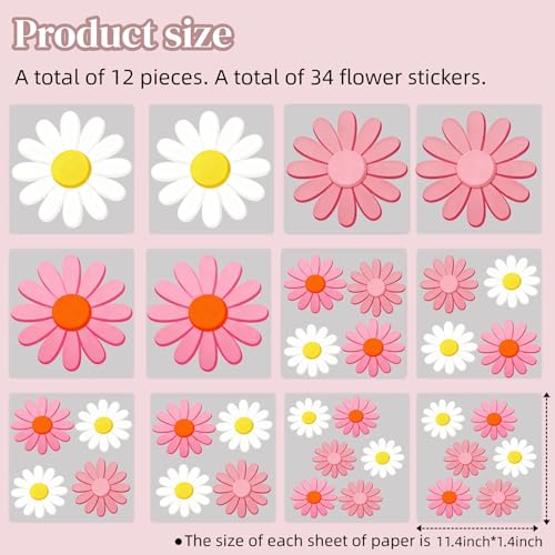 Vinilos Decorativos Flor Margarita Rosa para Pared miniatura 5