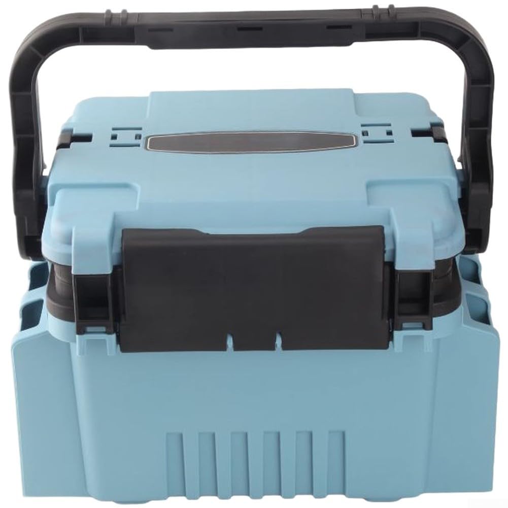 Grande scatola organizer per attrezzatura da pesca, multistrato, per ami, esche, lenza, portatile, in polietilene, con divisori mobili, tracolla e pesce vivo (grande, marrone, nero)