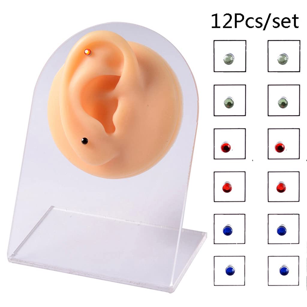 Generic 12 pendientes magnéticos de cristal y estrás, no perforados, joyería para cartílago, labio, labio, nariz, falsos pendientes de trampa