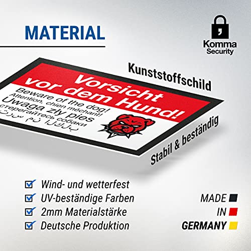 Caution Dog Multilingual 6 Languages - Dog Plastic Sign, Safety Sign - House Door Sign, Warning Sign/Burglary Protection - Warning Dog - Image 3