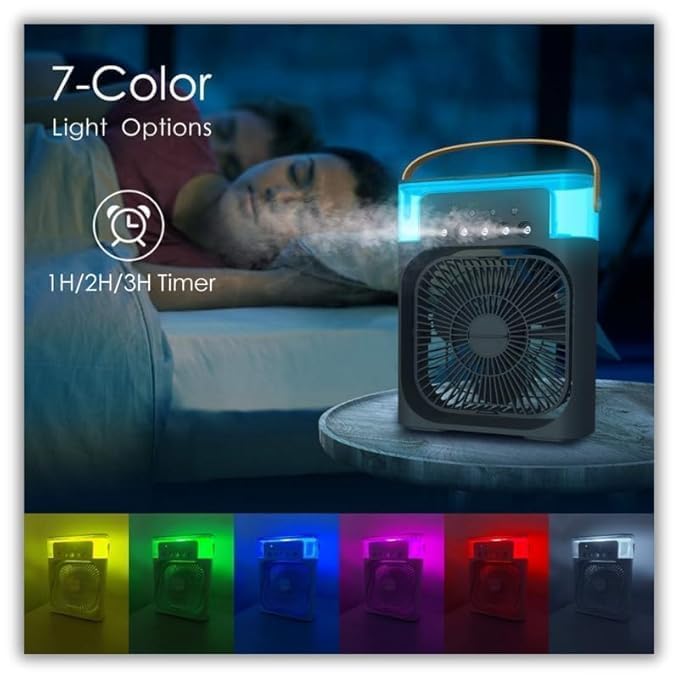 Image of DRUMSTONE (Luxurious 5 Year Warranty) Portable Mini Air Conditioner for Room with USB Powered Evaporative Cooling, Personal Air Cooler Fan, 3 Speed Settings, Timer, 360 Adjustable Airflow for Home