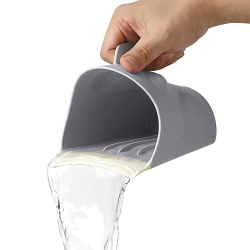 Miniatura 1 de Rezlli Taza de enjuague de baño para bebé, taza de baño para bebé, enjuague de champú para el cabello para niños pequeños (gris)