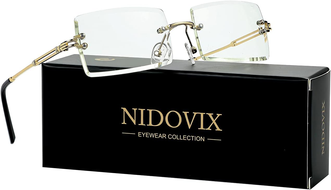 NIDOVIX Rimless Rectangle Sunglasses For Women Men Fashion Frameless UV400 Protection Lens Glasses Clear Lens 57 Millimeters image 2 of 7 B0974NBF4W