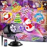 Brighter Christmas Projector Lights Outdoor, Upgraded Christmas Decorations Holiday Projector Display 8 Patterns At A Time (Ocean Wave & Patterns) 8 Holiday Themes Valentine Christmasโ Day Decor Light