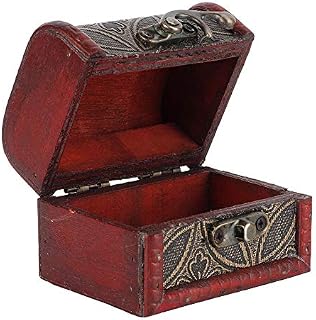 Betued Wood Jewelry Storage Box, Vintage Jewellery Box, Vintage Small Treasure Chest Decorative Wooden Storage Case Wooden Jewellery Lock Box Gift Organizer Women Vintage Jewellery Container