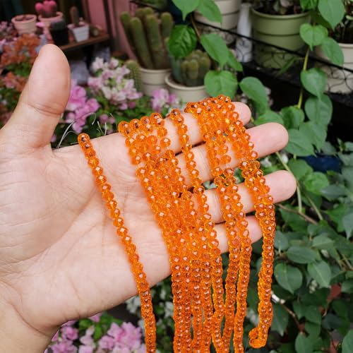 Image of 6mm Rondelle Glass Beads for Jewelry Making, Faceted Briolette Crytal Spacer Beads for Bracelet Necklace Earring, Orange 720pcs