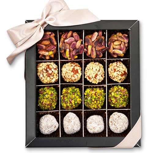 ✅ 10 Best Diabetic Gift Baskets 4 Andy Anand No Sugar Added Natural Truffles 16 Pieces Gift Box, taste in every bite, simply delicious, Gluten-Free, Non-GMO, Pistachio, Hazelnut, Coconut!
