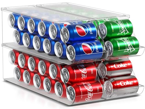 Sorbus Soda Can Organizer for Refrigerator – Stackable Can Dispenser with Lid for Fridge, Pantry, or Freezer – Holds 12  - Detailed View
