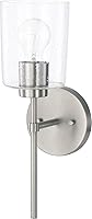 Vista 1 de HomePlace Lighting 628511BN-449 Greyson - Aplique de pared de cristal transparente industrial/urbano, 1 luz de 100 vatios, 16 pulgadas de alto x 5