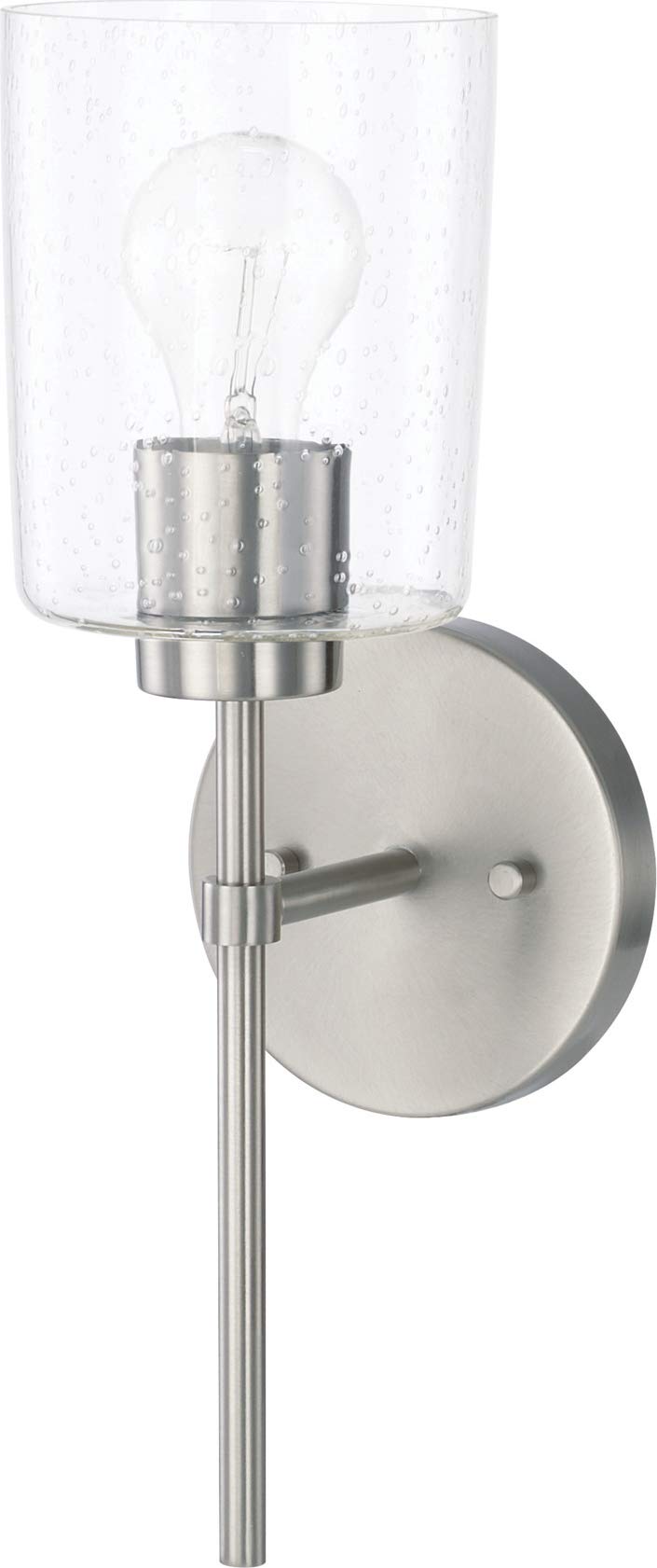 HomePlace Lighting 628511BN-449 Greyson Urban/Industrial Clear Seeded Glass Torchiere Wall Sconce, 1-Light 100 Watt, 16" H x 5" W, Brushed Nickel