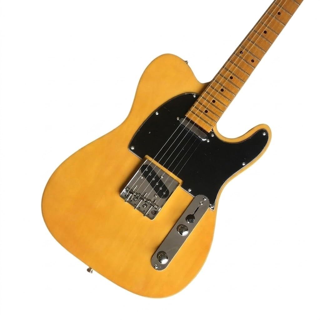 Chitarra elettrica a corpo solido, stile T Butterscotch Blonde con tastiera in acero, full size 39" for esercitazioni for principianti e palco (Guitarra Electrica)