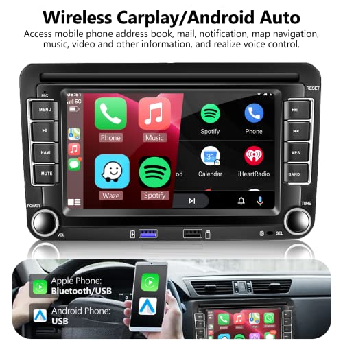 Android Car Stereo Radio For Vw Jetta Golf Tiguan Passat Skoda Seat, Wireless Apple Carplay Android Auto 7" Touch Screen Bluetooth Car Audio Gps Navigation Wifi Usb Steer Wheel Control Backup Camera #TOP1