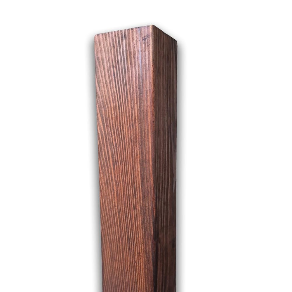 Trave in Legno Massiccio di Pino Nordico, Sezione Quadrata 9x9 cm, Lunghezza 3 m, Impregata color Teak scuro