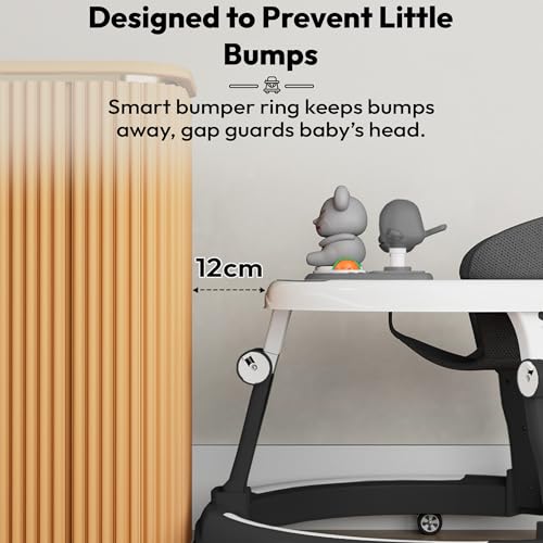 Image of StarAndDaisy 360 Baby Walker 6-24 Months / 7 Level Height Adjustment Walker for Kids Boy and Girl with Switchable Food & Musical Toy Tray /Premium Baby Activity Walker - Black