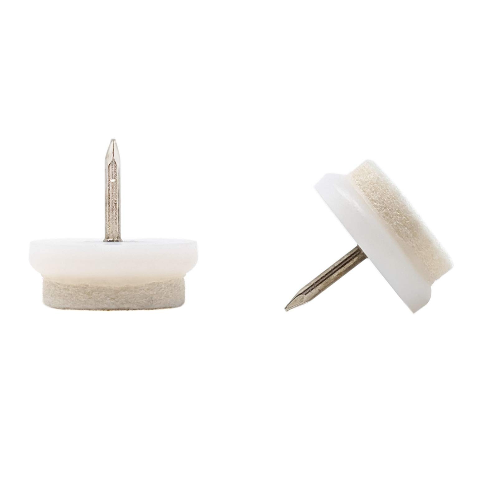 Felt Furniture Gliders. Nail in Chair Sofa Feet Pads (White, 24mm, 100 Pack, Free 2mm Drill Bit)- (See Second Image for Dimensions) Quality Floor Protectors by Keay Vital Parts- Made in Germany โ image 1
