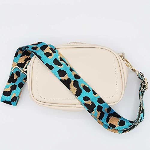 Image of Bag Straps Replacement Crossbody Wide Blue Leopard Print Adjustable Guitar Strap for Purses