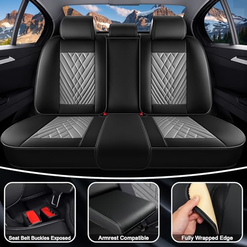 Image of Land Cruiser Seat Covers Custom Fit for Toyota Land Cruiser 2000-2026, Waterproof Nappa Leather Car Seat Cover, Comfortable and Anti-Slip Full Set Car Seat Covers(5 Seats /Black Gray)