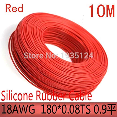 Isaliment 10M 18AWG Silicone Rubber Cable UL Cable high Temperature Cable DIY Cable - (Color:)