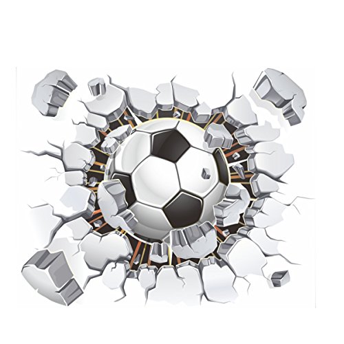 Vinilo Decorativo Pelota de Fútbol 3D Rompido para Pared miniatura 2
