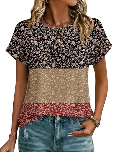 Zeagoo Womens Blouses Dressy Casual Short Sleeve Tops Cute Summer Spring Shirts Crew Neck Work Tees 2026 Trendy