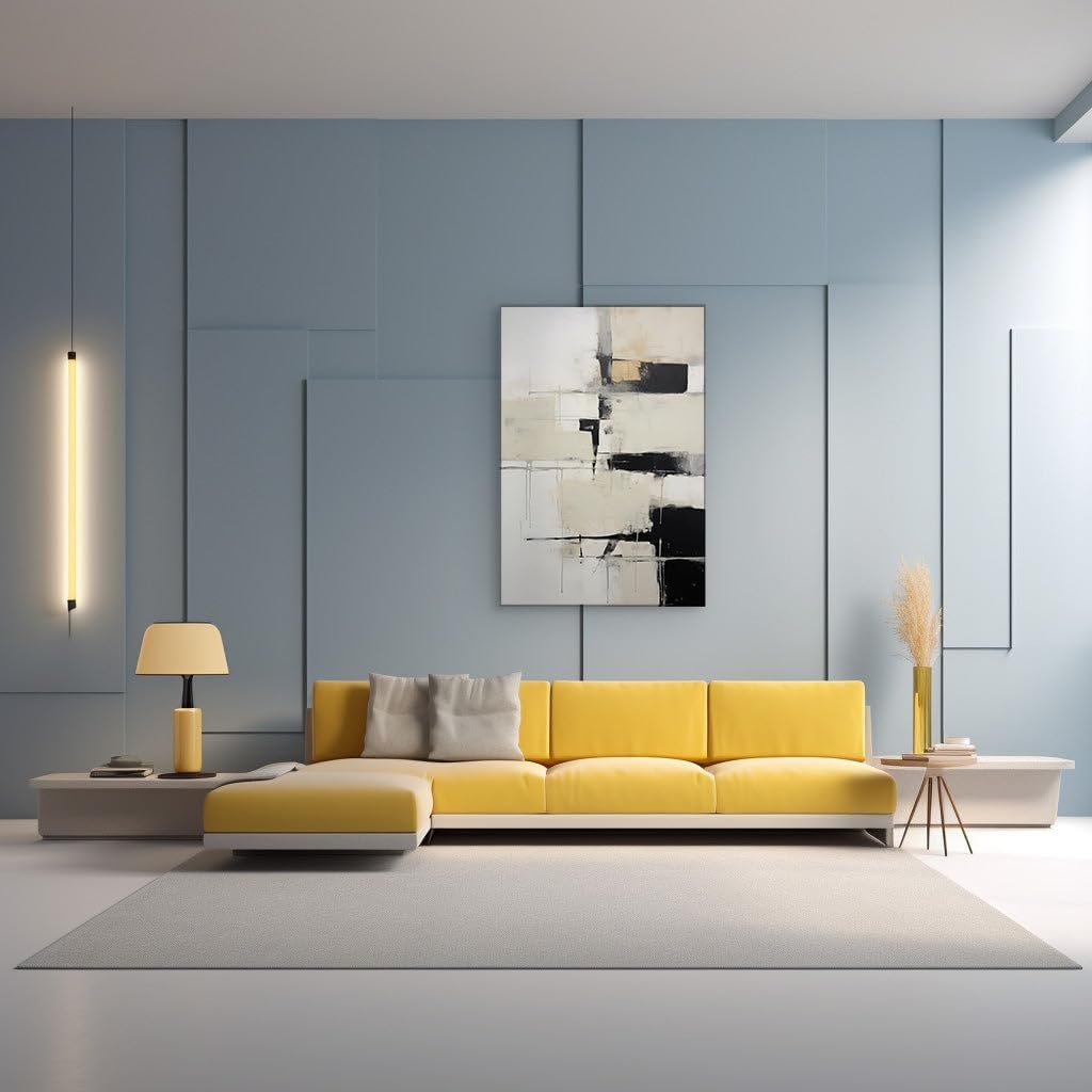 Canvas for Living room. Unveiling Rhythm and Contrast The Dynamic Interplay of Lines in Monochromatic Mastery, 27 x 18 inch Canvas Wall Art - Ready to Hang - 69x46 cm (27x18 inch)