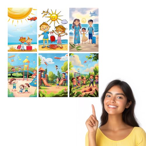 Image of SiddArtify Happy Kids Summer Vacation - Playground Art Prints Set - Sticker - 12x18 Inch - Pack of 6 Wall Room Decoration art Poster Prints