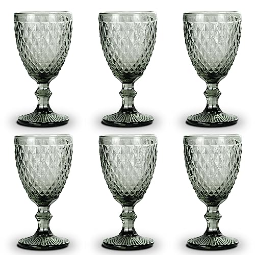 StarLuckINT Copa de cristal de colores, juego de 6 copas de vino con diseño en relieve, copa de vino engrosada de...