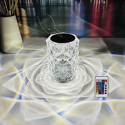 Kingdo Crystal Lamp 16 Color Changing Rgb Night Light, Rechargeable Rose Diamond Table Lamp Touch Lamp For Bedroom Living Room, Kids Room, Office #TOP2