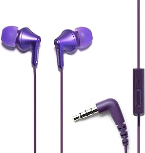 Panasonic ErgoFit Wired Earbuds With Microphone, 3.5mm Jack Headphones with Mic and Call Controller, Ergonomic Custom-Fit Earpieces (S/M/L), for Phones and Laptops - RP-TCM125-VA (Metallic Purple) asin的图片
