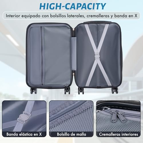 Variante de T-LOVENDO.ES maleta de cabina rígida ABS con ruedas 360°