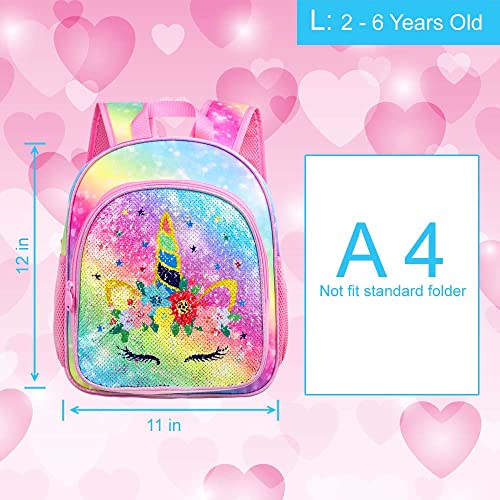 Wzlvo Toddler Backpack For Girls, 12" Cute Unicorn Preschool Sequin Bookbag, Kindergarden School Bag For Little Kids #TOP3