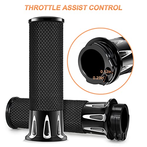 Chcshh Motorcycle Handlebar Grips 1 Inch Universal Cnc Throttle Grip 25Mm Black Hand Grips Compatible With Harley Davidson Sportster Suzuki Kawasaki Honda Yamaha #TOP3