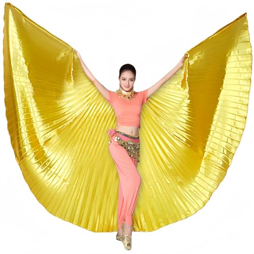 Lauthen.S Belly Dance Isis Wings with Sticks Women Gold Angel Wings Halloween Costume Carnival Cape Outfit