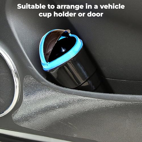 Image of Car Trash Bin with Push Lid | Compact Mini Car Dustbin for Cup Holder | Car Garbage Can for Home Office | Small Vehicle Waste Bin for Clean & Organized Interior (Pack of 4)