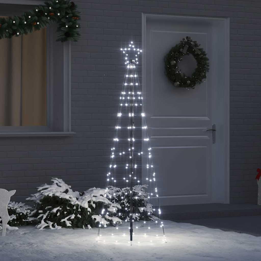 Générique Arbre de Noël LED 250 cm avec Piquets au Sol Blanc Froid Économiseur d'Énergie Fer Robust Usage Intérieur et Extérieur Ambiance Festive pour Salon et Jardin