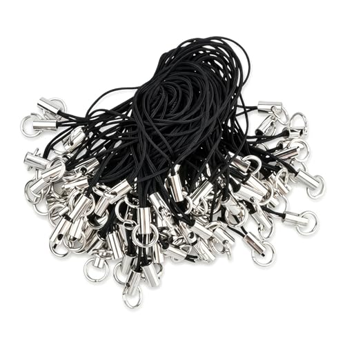 Disnace 100 Pièces Cordon Porte Clé Noir avec Mousqueton, Sangle Téléphone Portable en Polyester Durable, Mini Attache Telephone, Clé USB, Bijoux DIY,...