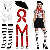 [Facile à enfiler et à retirer] Enfilez-le en un clin d’œil ! Parfait pour se transformer rapidement en mime et convient également aux jeux de rôle, aux représentations théâtrales ou à toute soirée à thème. Idéal comme costume de cirque pour femme ou pour d’autres soirées à thème.