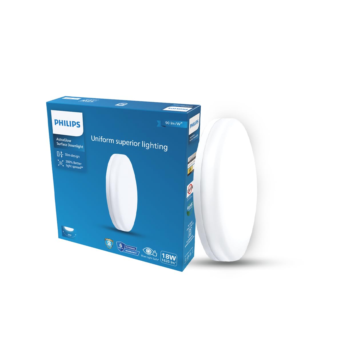 Philips 18W Round AstraGlow Surface LED Light | Slim Surface Panel for Home & Office | Energy Efficient, Bright & Long-life LED Ceiling Light | Cool Day Light, Pack of 1-picture-19
