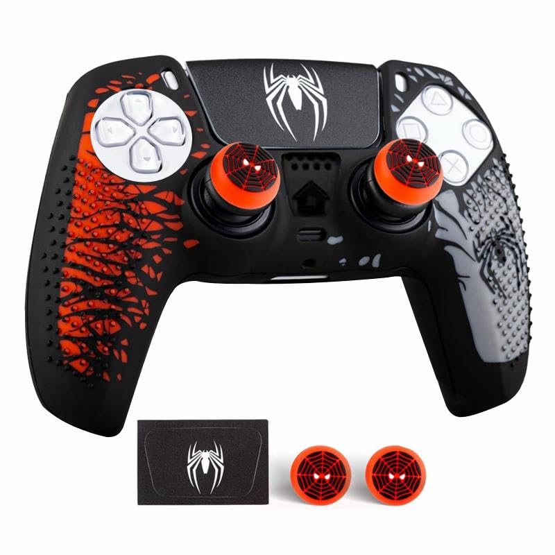 EDNITA Controller Cover for PS5 Silicone Skin, Controller Accessories, Non-Slip PS 5 Controller Cover Case with Thumb Grip Caps, Touch Pad Sticker and Cover Wrap Stickers (Pack of-1)