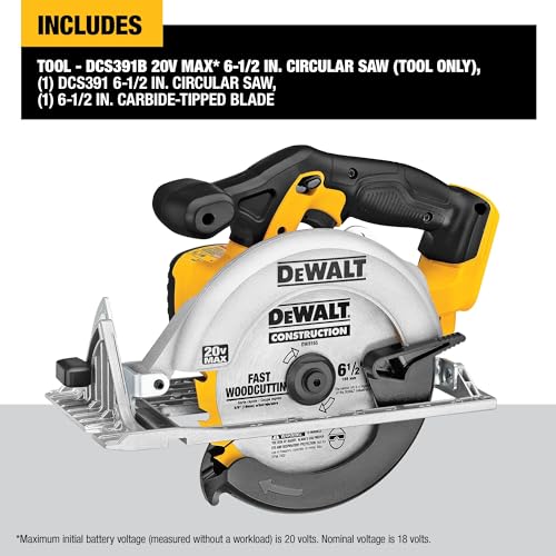 DEWALT 20V MAX Circular Saw, Cordless Sidewinder Style Portable, 6-1/2-Inch Blade, 5150 RPM, 0-50 Degree Bevel Capability, Battery Not Included (DCS391B) by DEWALT - Image 2