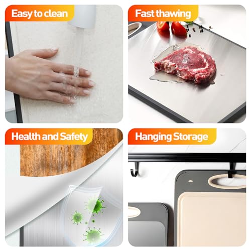Titanium Cutting Boards for Kitchen, Non Toxic 2-in-1 Cutting Board Double Sided, Food-Grade Cutting Board with Wheat Straw PP Largest Size 17.7”×12.2” Easy to Clean — view 4