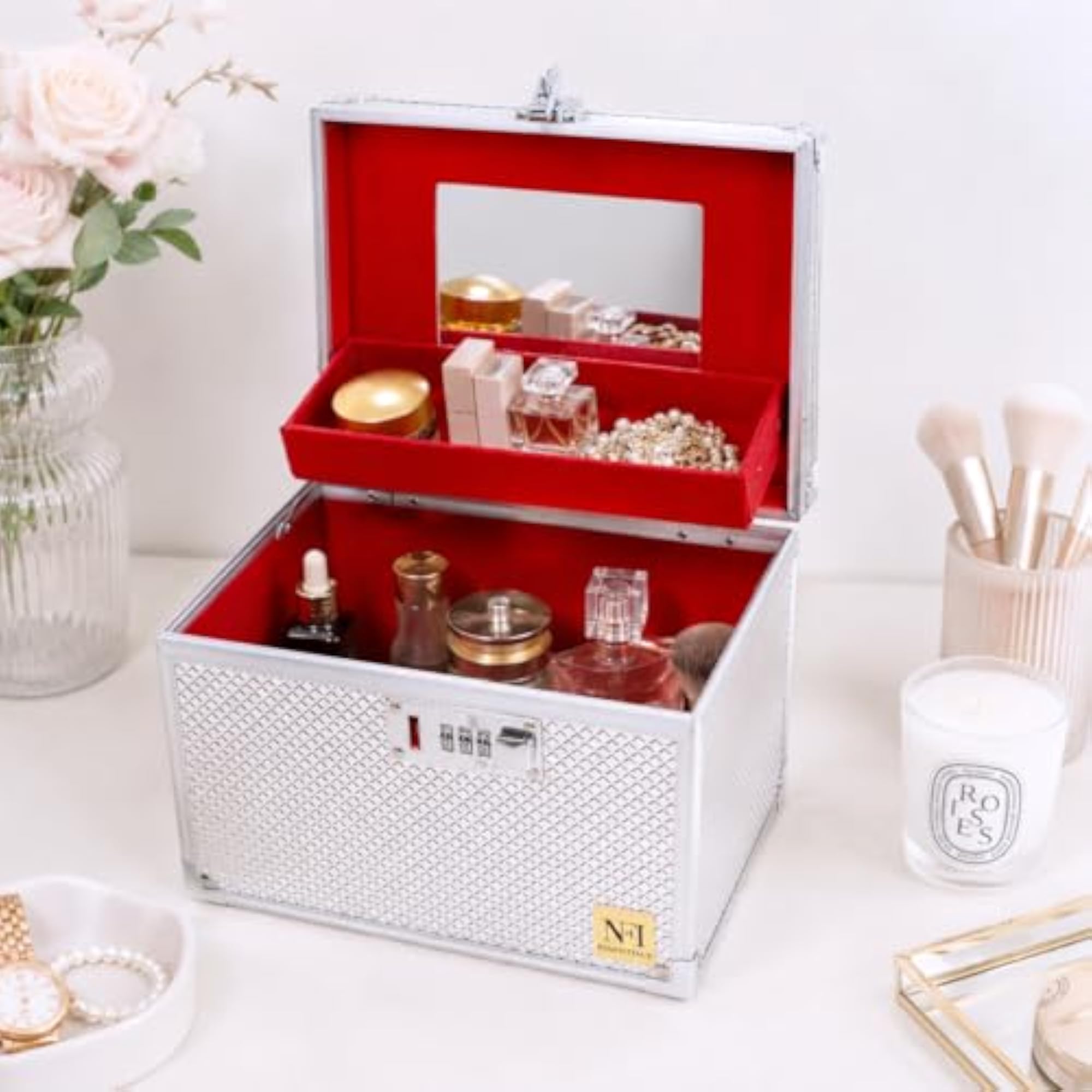 Professional Makeup Vanity Box with Mirror, Large Storage Case