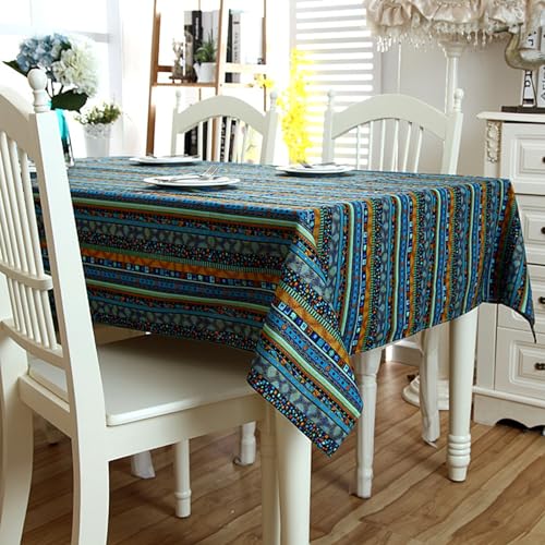 Nappe polyester coton imperméable contre les taches imprimé rayé ethnique - 4