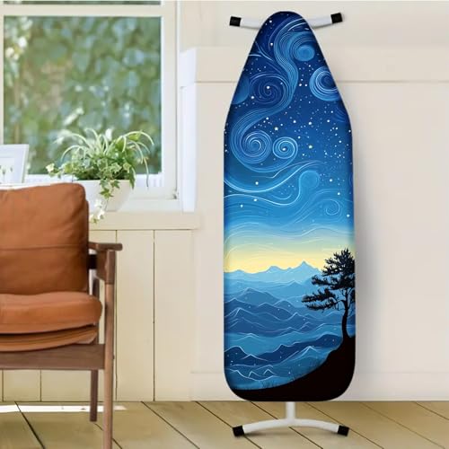 Image of Nuxovilar Starry Sky Mountain Ironing Board Cover 15x54 Polyester | Iron Pad Scorch Guard laundry helper protective board shield home laundry room craft studio (Starry Sky)