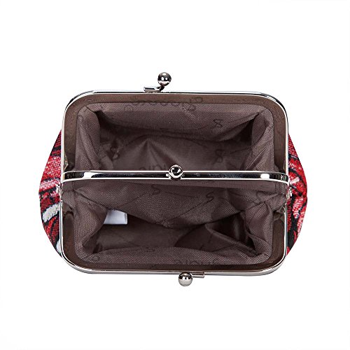 Signare Tapestry Double Pocket Change Pouch Kiss Lock Coin Purse For Women With Charles Rennie Mackintosh Rose And Teardrop Art Nouveau Design (Frmp-Rmtd) #TOP2