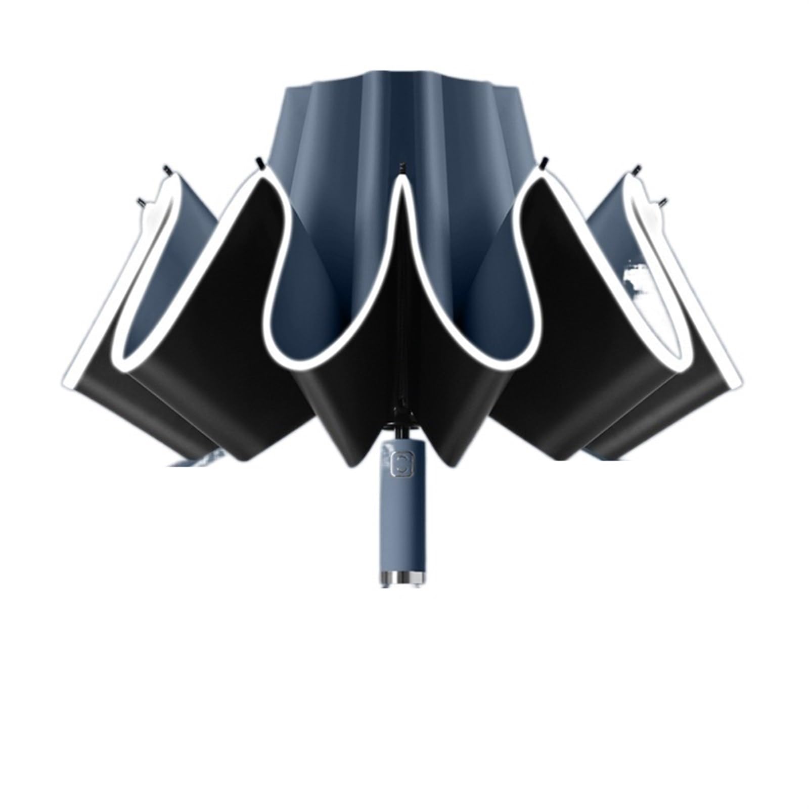 Paraguas reversible plegable automático gris resistente al viento 6