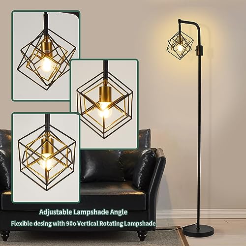 BEHIYA Dimmable Farmhouse Floor Lamp for Living Room, 1 Light Rustic Standing Tall Lamp, Modern Bright Floor Lamp, Industrial Standing Lamp for Bedroom, Tall Pole Lamps Office, LED Bulbs Included. by BEHIYA - Used condition - Image 5