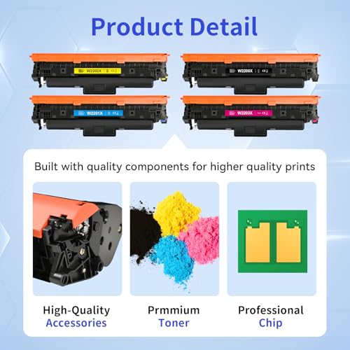 MYCARTRIDGE Ersatz für HP 220X Toner (Mit Chip) für 220X 220A für HP Color LaserJet Pro MFP 4302dw 4302fdw 4302fdn 4202dn 4202dw W2200X W2201X W2202X W2203X 4-Pack