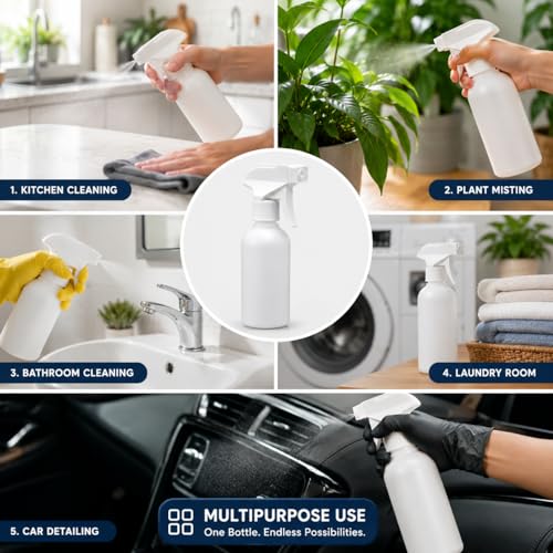 Image of Neza Premium 250ml HDPE Fine Mist Spray Bottle (Pack of 3) - Leak-Proof Trigger Sprayer, Refillable BPA-Free Plastic Bottle for Cleaning Solutions, Plant Care, Hair Care & DIY Use